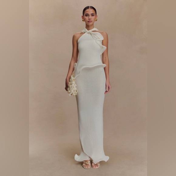 Meshki Cream One-Shoulder Sculpted Dress - Picture 6 of 6